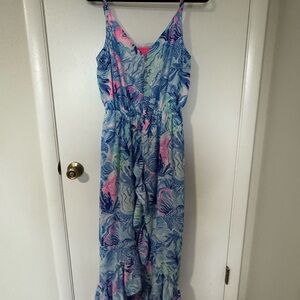 NWT Lilly Pulitzer High Low Midi Maxi Blue and Pink Dress